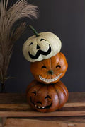 Jack-O'-Lantern impilabili di metallo dipinti a mano per Halloween