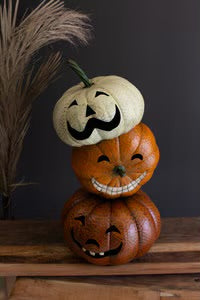 Jack-O'-Lantern impilabili di metallo dipinti a mano per Halloween