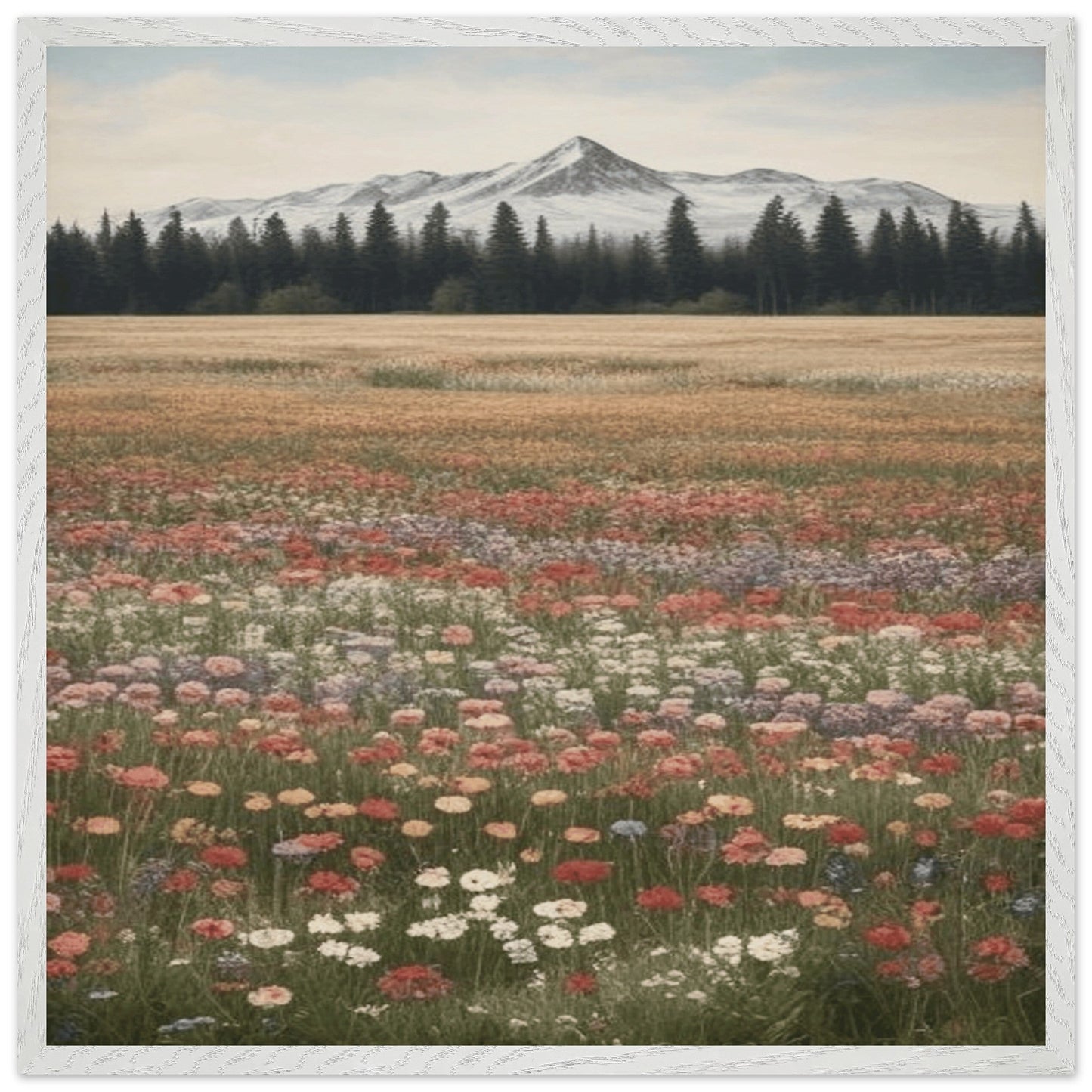 Wildflowers in a Field - Premium Wooden Framed Poster with Museum-Quality Matte Paper
