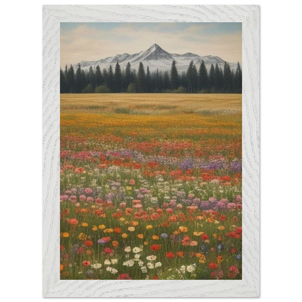 Wildflowers in a Field: Premium Wooden Framed Poster on Museum-Quality Matte Paper