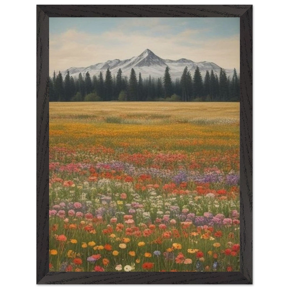 Wildflowers in a Field: Premium Wooden Framed Poster on Museum-Quality Matte Paper