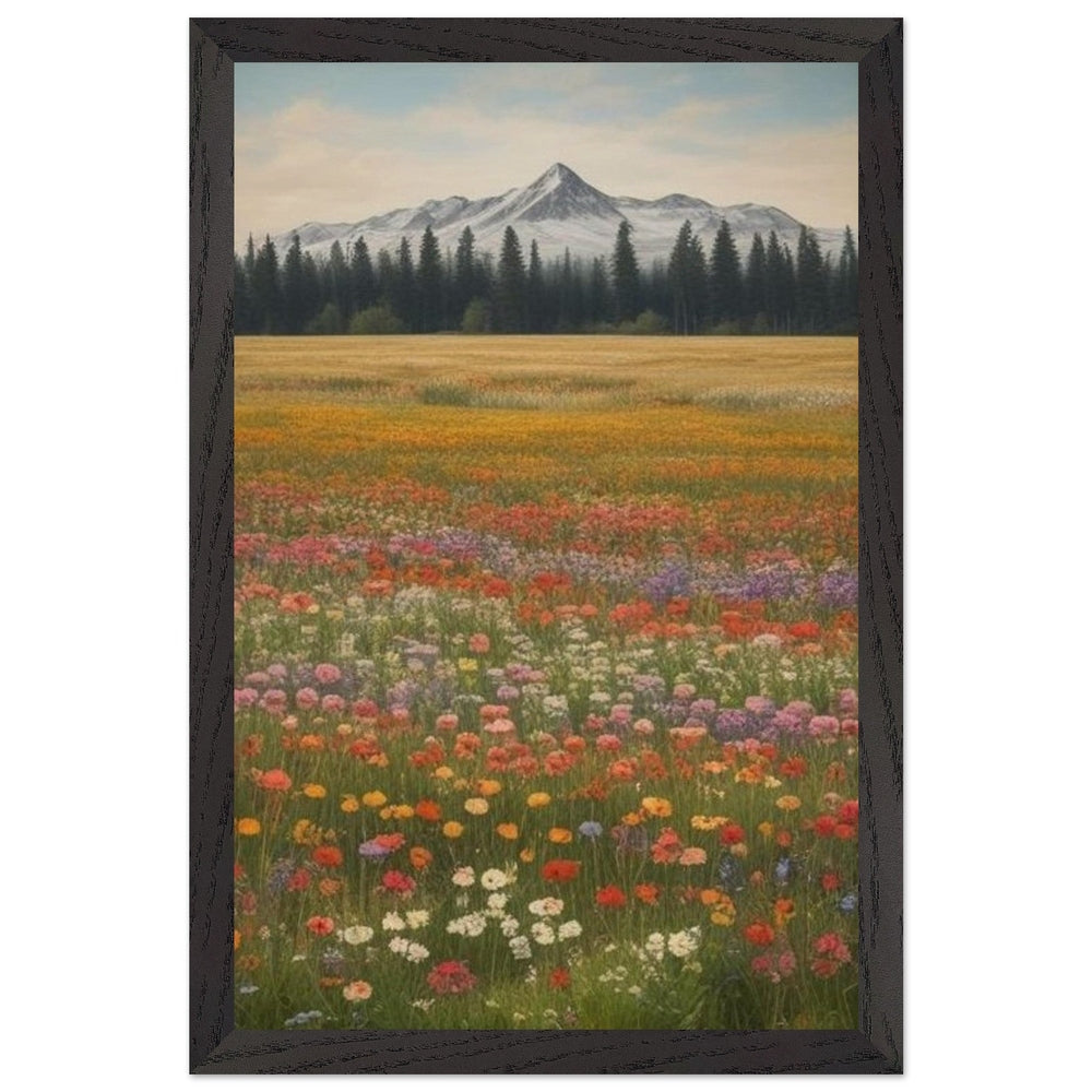 Wildflowers in a Field: Premium Wooden Framed Poster on Museum-Quality Matte Paper
