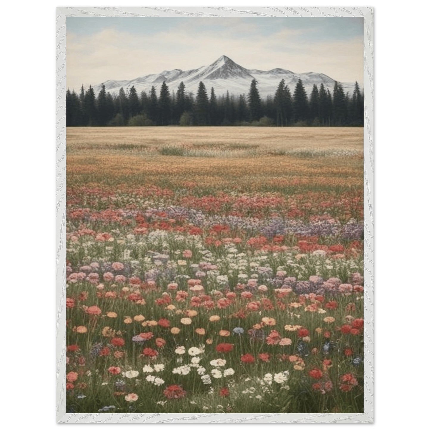 Wildflowers in a Field - Premium Wooden Framed Poster with Museum-Quality Matte Paper