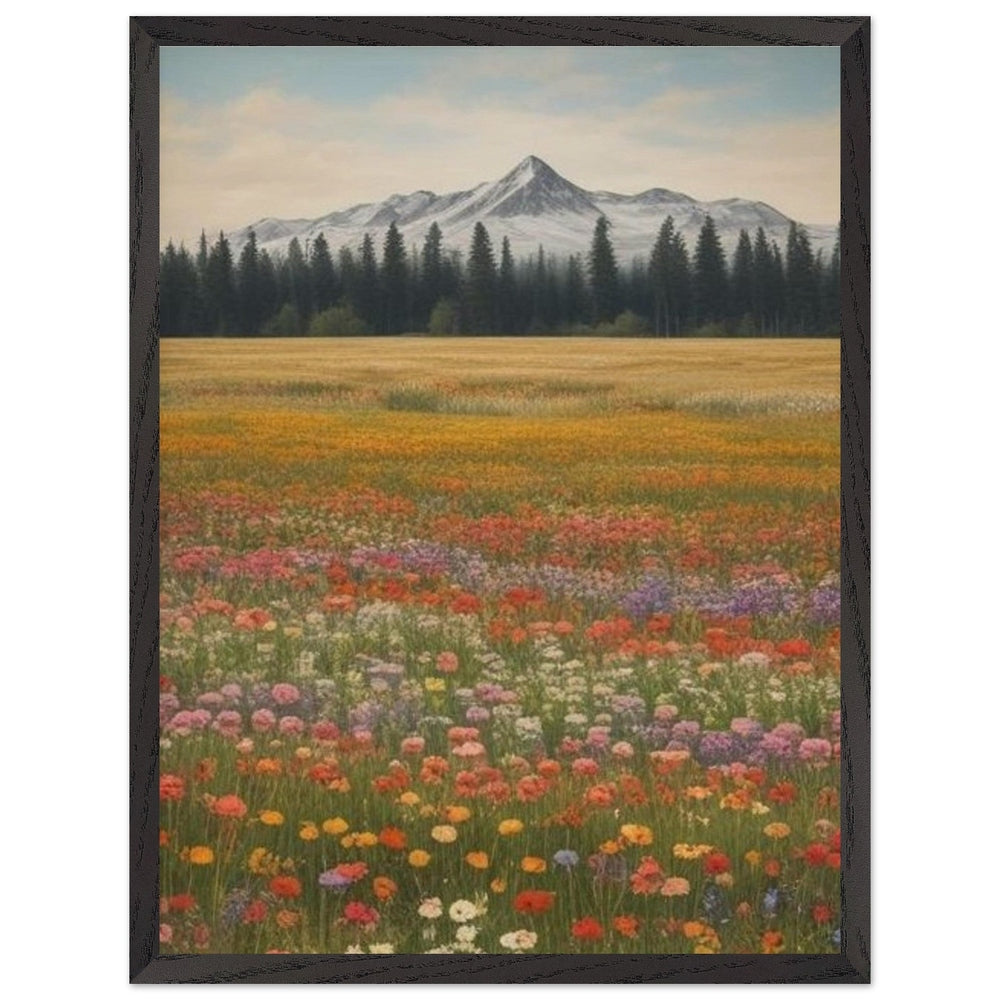 Wildflowers in a Field: Premium Wooden Framed Poster on Museum-Quality Matte Paper