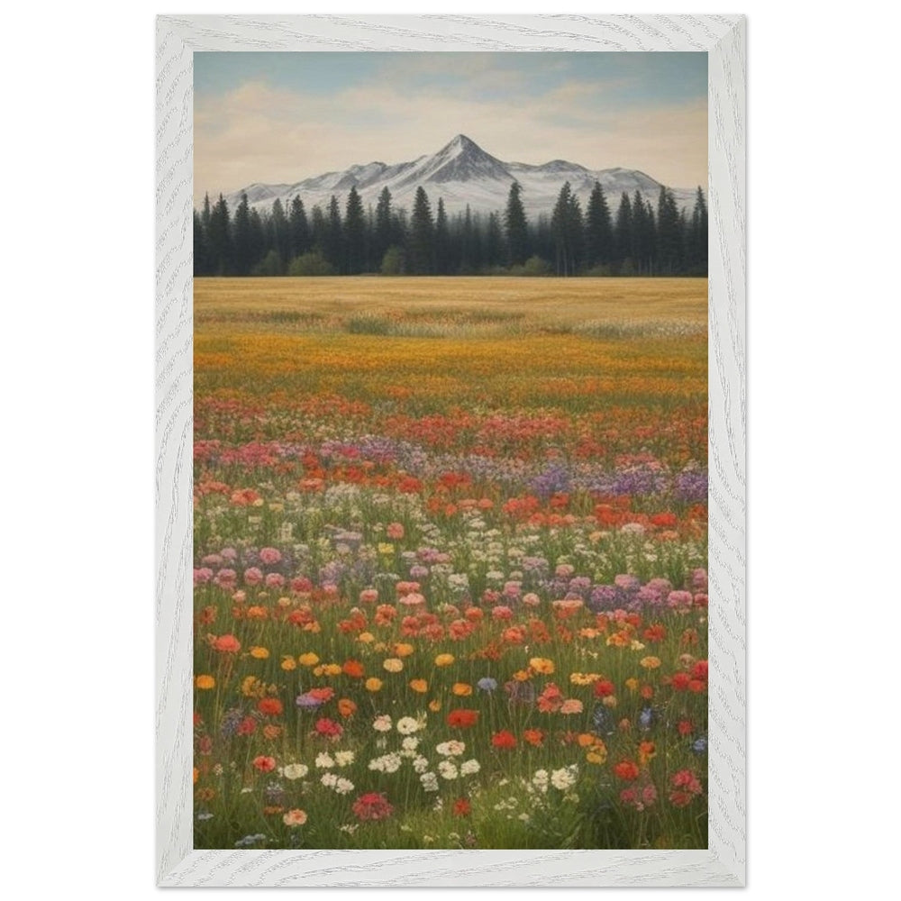 Wildflowers in a Field: Premium Wooden Framed Poster on Museum-Quality Matte Paper