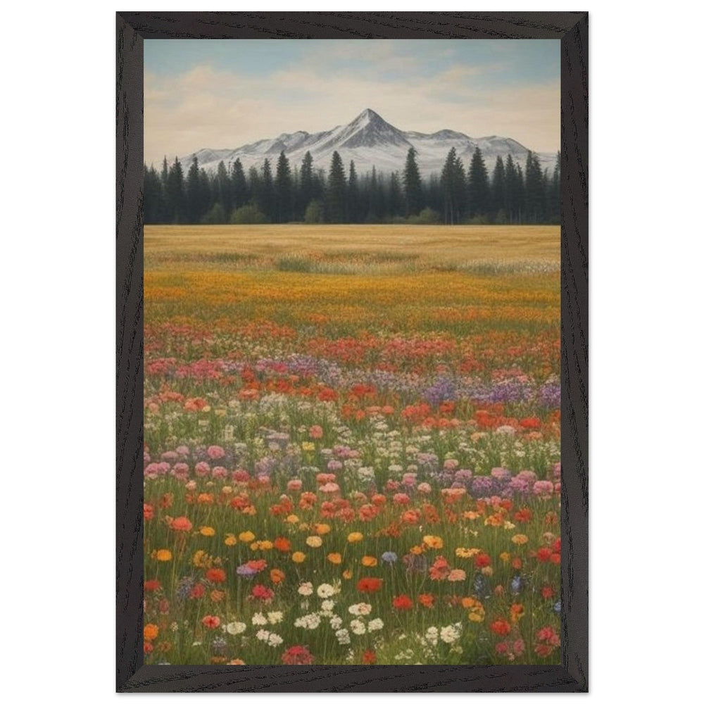 Wildflowers in a Field: Premium Wooden Framed Poster on Museum-Quality Matte Paper