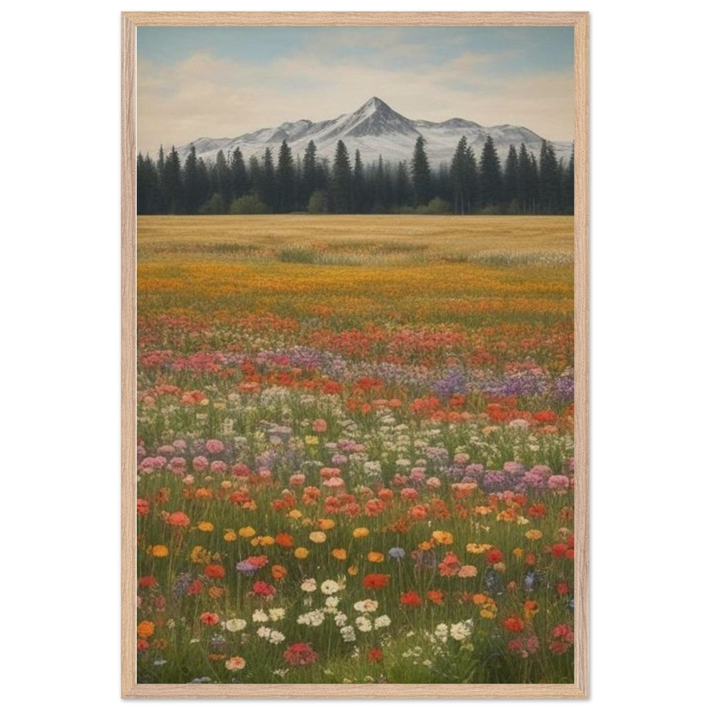 Wildflowers in a Field: Premium Wooden Framed Poster on Museum-Quality Matte Paper