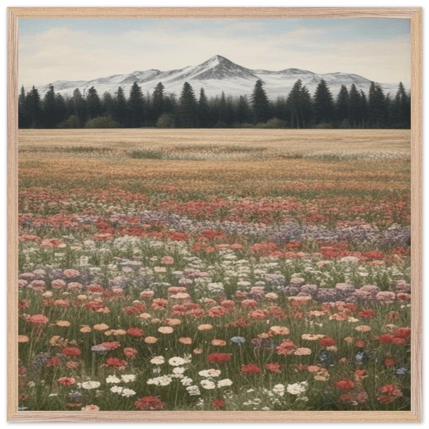 Wildflowers in a Field - Premium Wooden Framed Poster with Museum-Quality Matte Paper