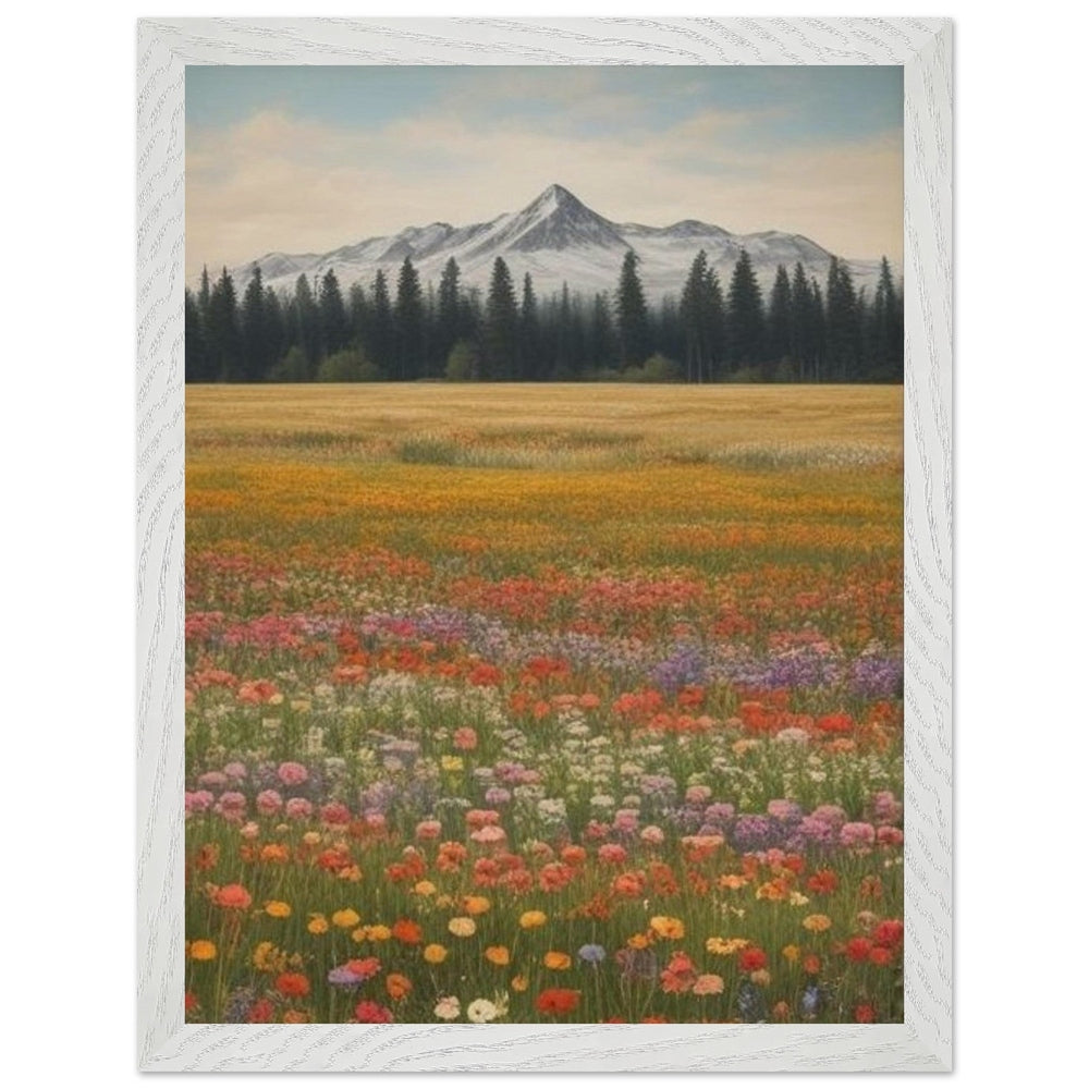 Wildflowers in a Field: Premium Wooden Framed Poster on Museum-Quality Matte Paper