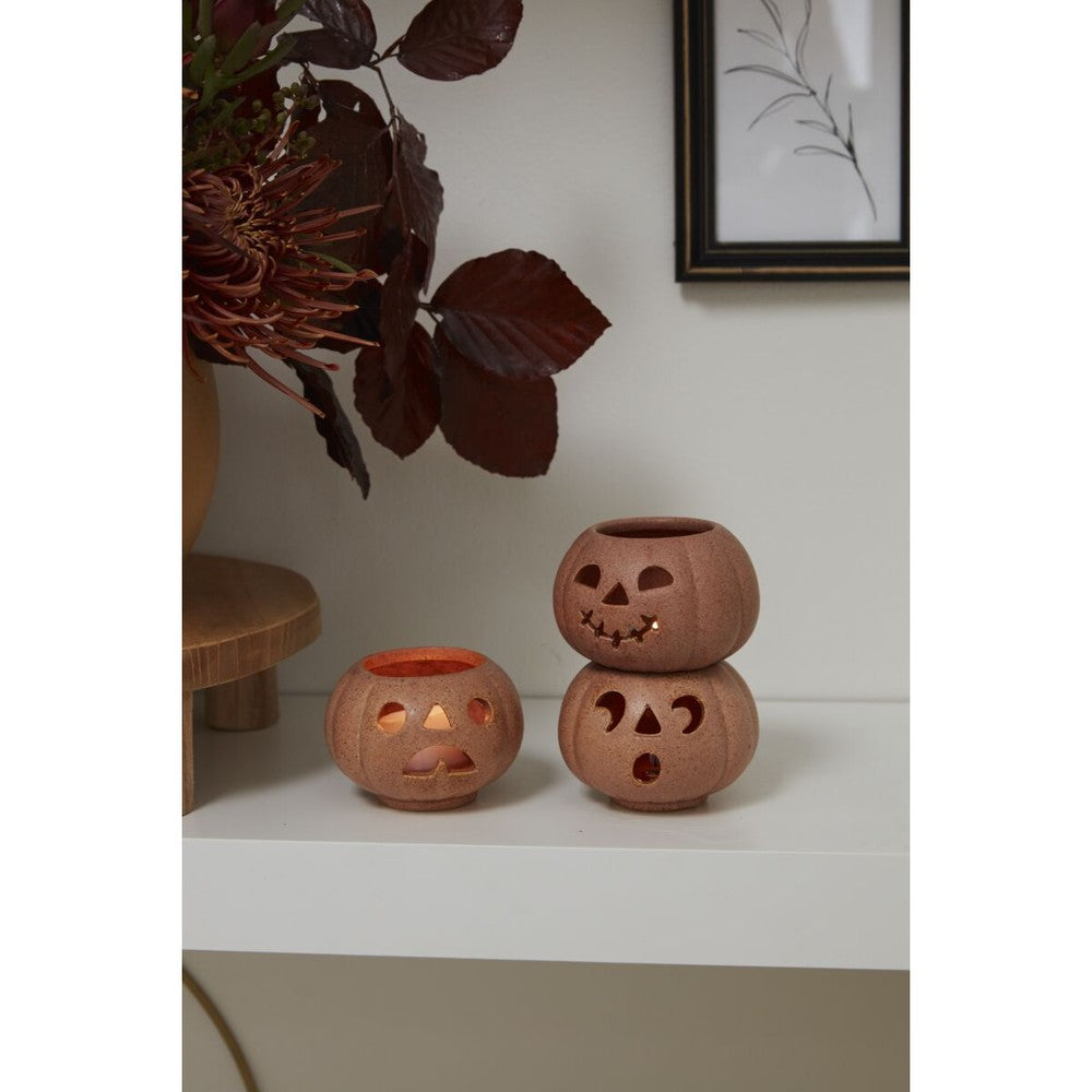 Set di 6 portacandele votive con zucca sorridente