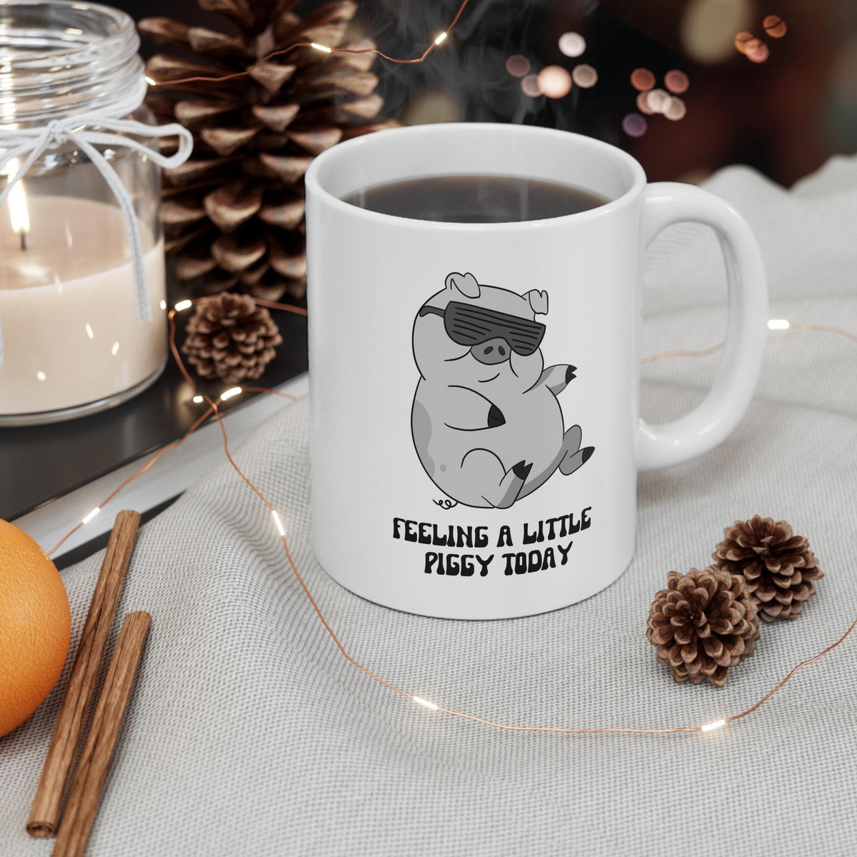 Tazza Bianca 11oz Feeling Piggy