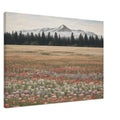 Fiori di campo in un prato con vista mozzafiato sulle montagne - Quadro su tela