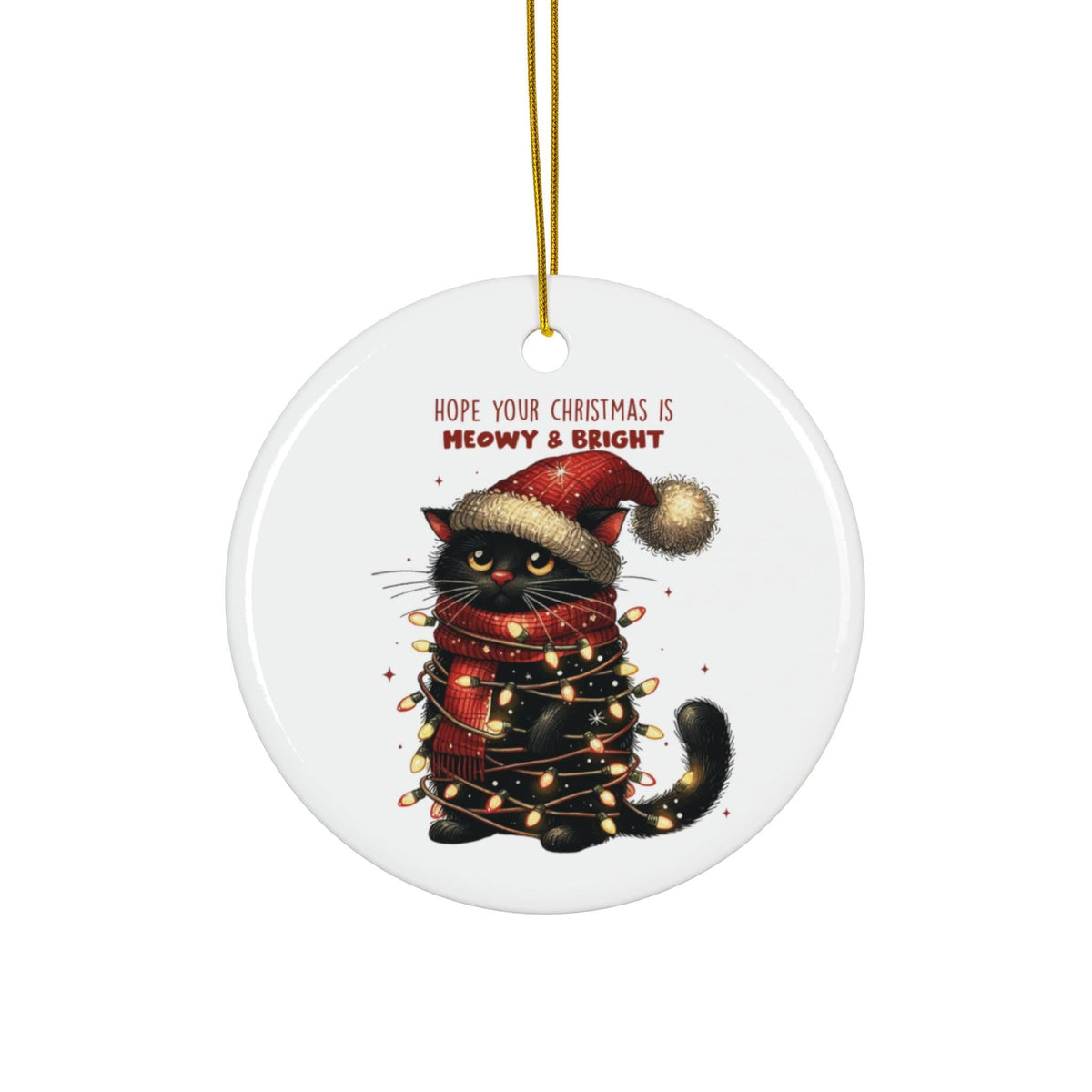 Ornamento in ceramica, gattino animale divertente per Natale