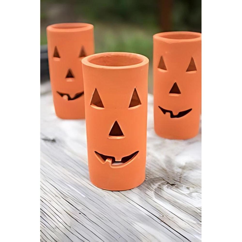 Set da 6 lanterne di zucca in argilla Jack-O-Lantern
