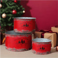 Vasi per Alberi in Metallo Rosso Antico, Set da 3