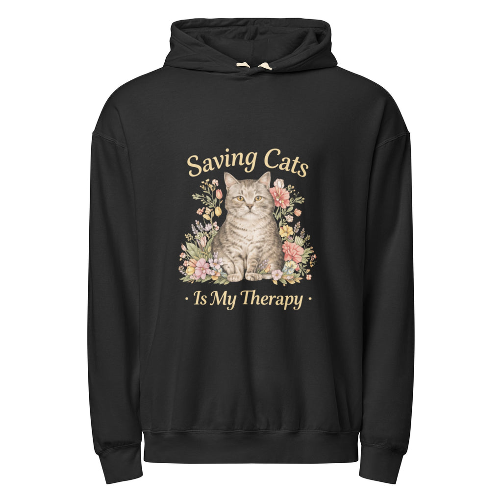 Felpa con Cappuccio Unisex Salvare Gatti è la Mia Terapia | Regalo per amanti dei gatti